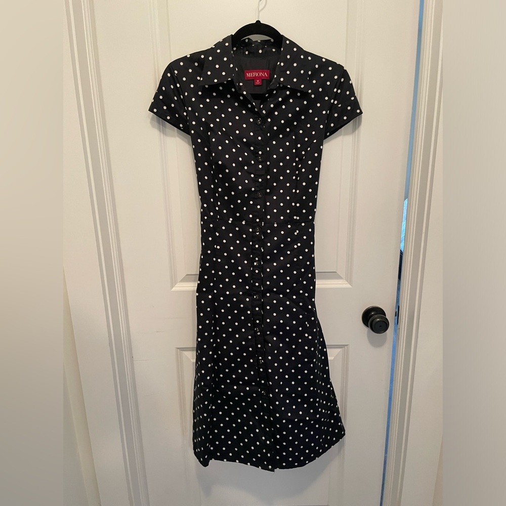 Merona Button Down Polka Dot Dress Tie Back Lined Target Size 10